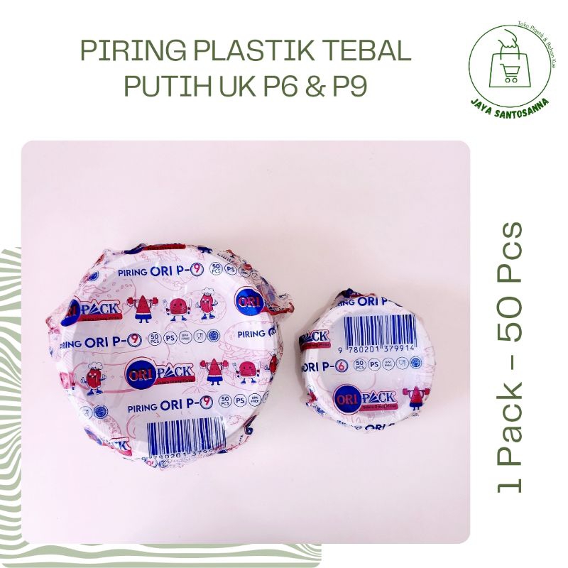 [50pcs] Piring Plastik Tebal Putih | Ori Pack UK P6 dan P9 | 50 pcs
