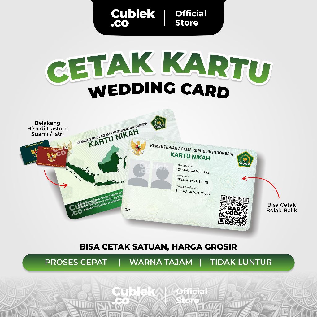 

Cetak Kartu Wedding Bahan PVC - Satuan Harga Grosir