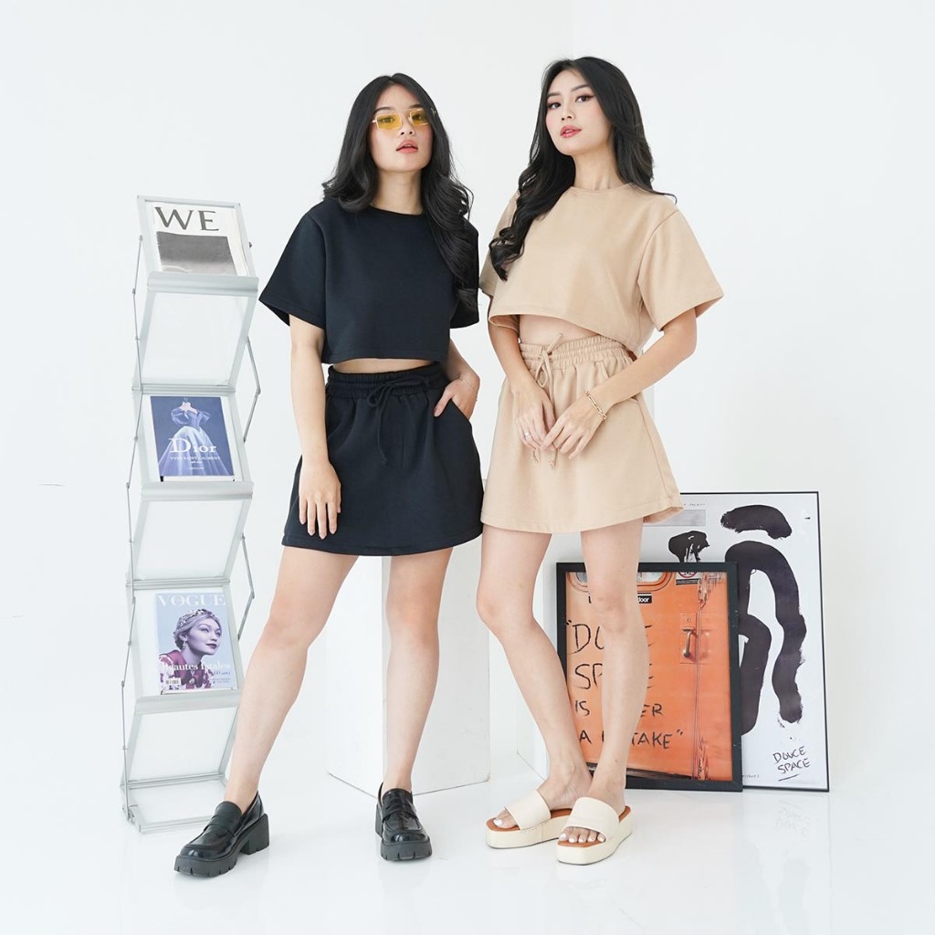 One Set Korea Celana Pendek One Set Crop Top Celana Pendek Style Korea