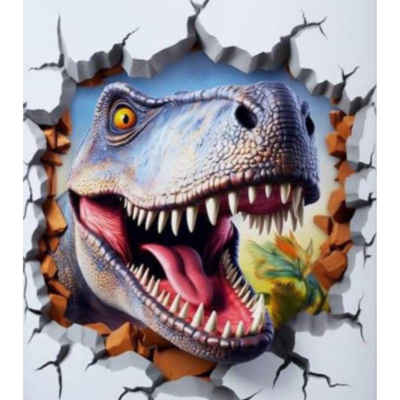 stiker 3D dinosaurus keren, stiker print sudah cutting, anti air dan panas
