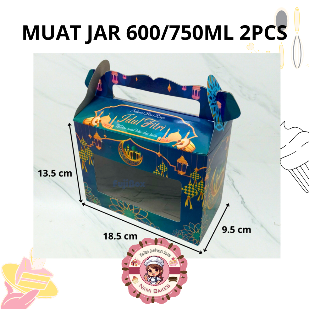 

Kotak Lebaran / Hampers Idul Fitri muat jar 600 - 750ml 2pcs Box Hampers Lebaran EID MUBARAK