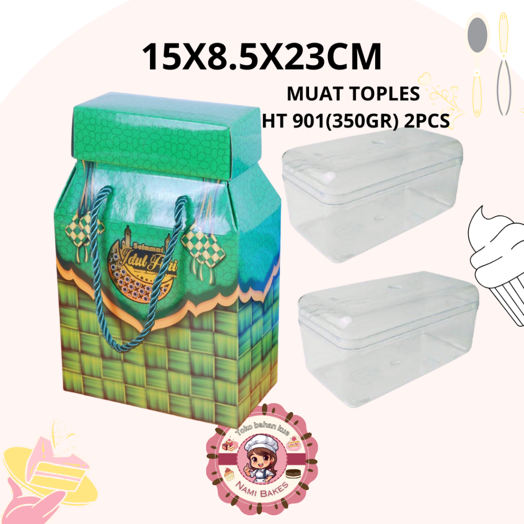 

Kotak Lebaran / Hampers Idul Fitri muat toples HT 901 2pcs hampers lebaran Idul Fitri EID MUBARAKm