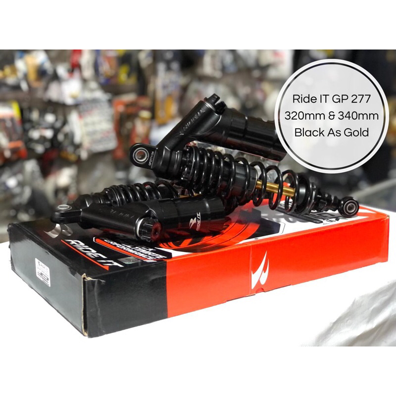 Shock Belakang Ride IT GP 277 Bebek 320mm & 340mm Black As Gold -satriamodifikasipekanbaru-