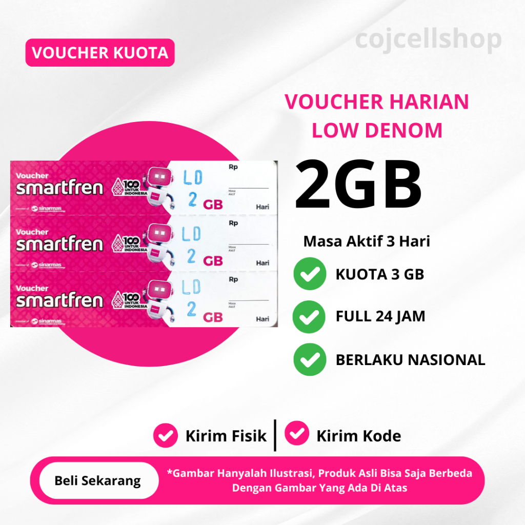 Voucher Kuota Data Smartfren 2GB 3 Hari Full 24 JAM