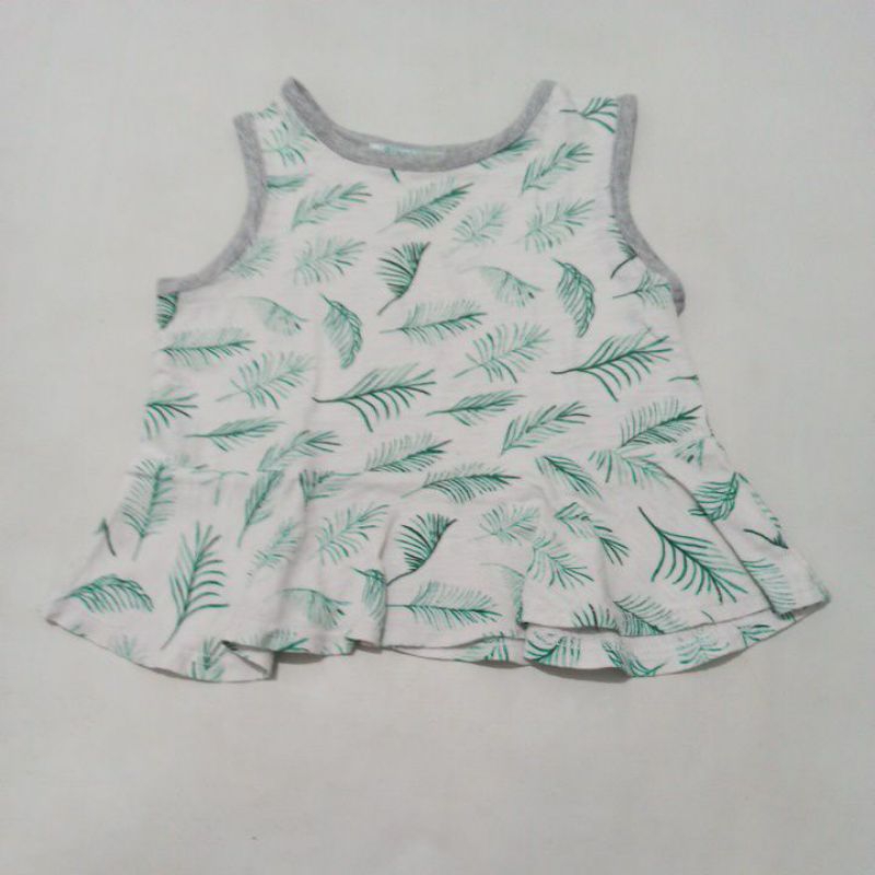 PRELOVED BABY TOPS / KEATASAN BAYI WARNA PUTIH HIJAU MERK GINGERSNAPS