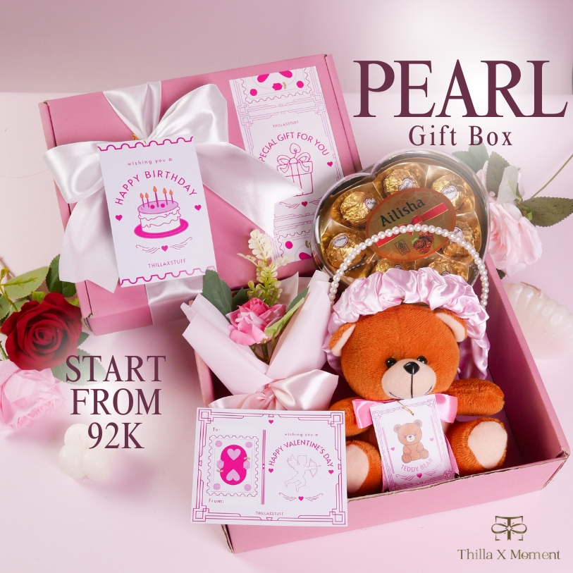 

PEARL Hampers Gift Box by THILLAXSTUFF - Hampers Pink Bouquet Buket Bunga Artificial Love Boneka Teddy Bear Cokelat Valentine Ulang Tahun Birthday Wisuda Graduation Anniversary Hadiah Kado Gift Box