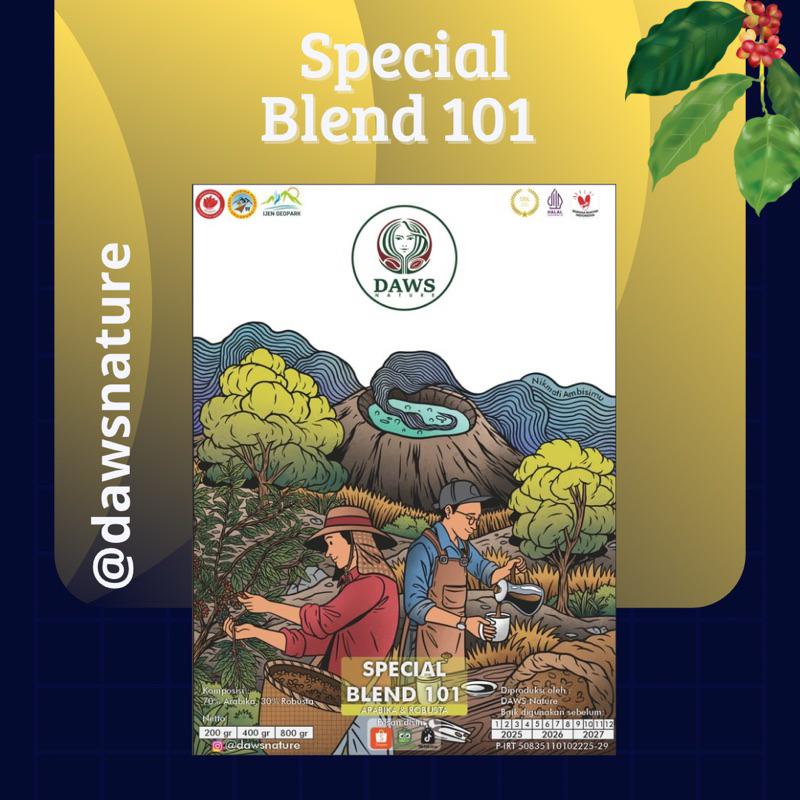 

Kopi Special Blend (200 gr) - Kopi Arabika dan Robusta - House blend - Roasted beans - Biji kopi sangrai - Daws Nature
