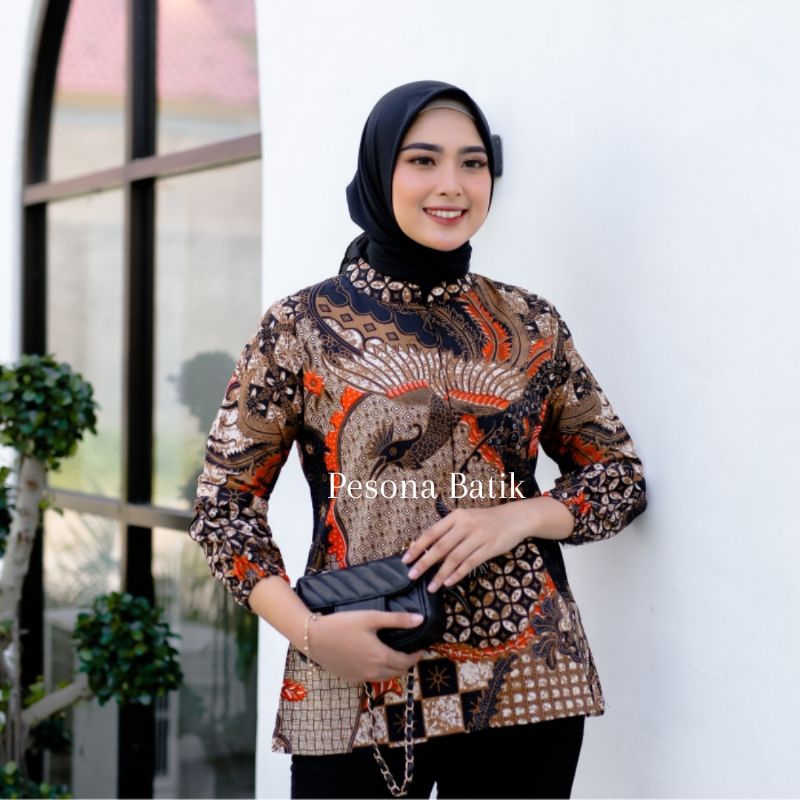 BATIK WANITA WARNA KOMBINASI ATASAN BLOUSE BLOUSE BATIK TUNIC BATIK WANITA MODERN BATIK TUNIK WANITA