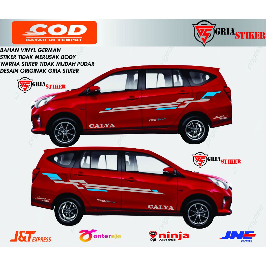 Stiker mobil calya sigra cutting stiker striping sport racing stiker variasi body samping mobil sigr