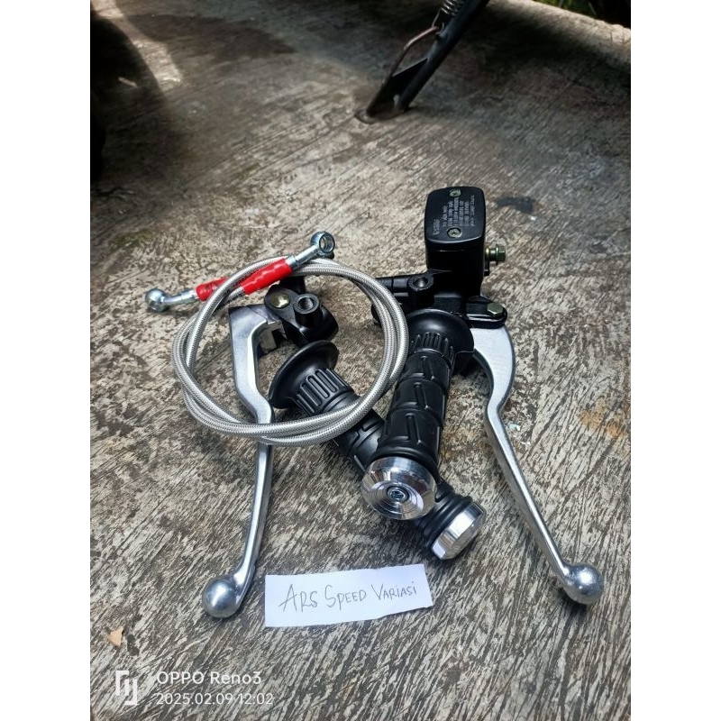 paket Keren master rem R25 plus selang rem 95cm plus handgrip kaze jalu stang spiral model Heng coco