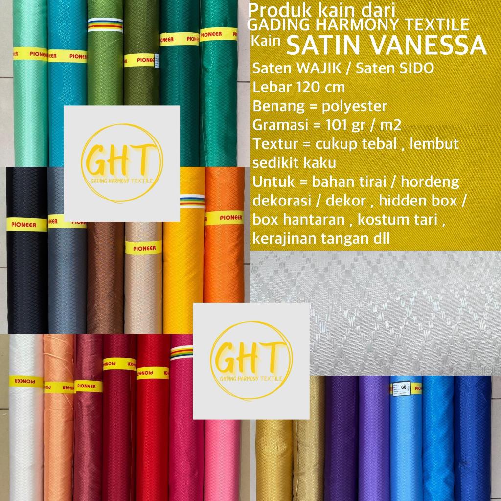 ( per 25 cm ) kain SATIN VANESSA saten WAJIK SIDO polyester mengkilap lebar 120 cm bahan tirai gorde