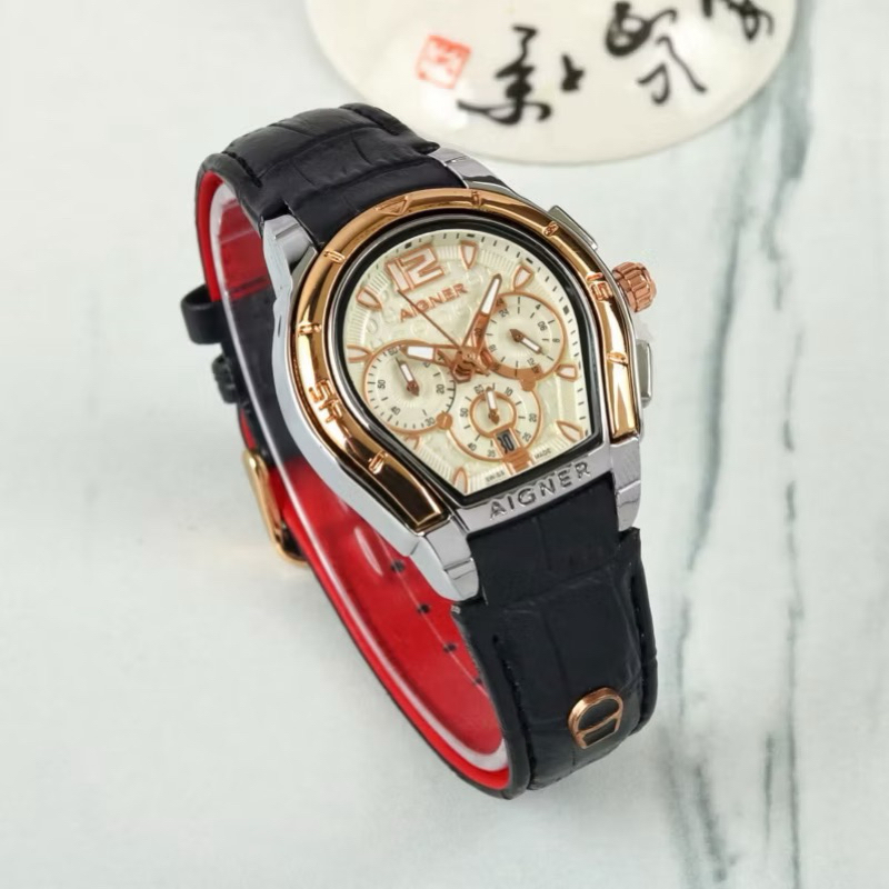 ( BISA COD ) Jam Tangan Wanita AIGNER Palermo Kulit Chrono aktif Tanggal Aktif Include BOX Original 