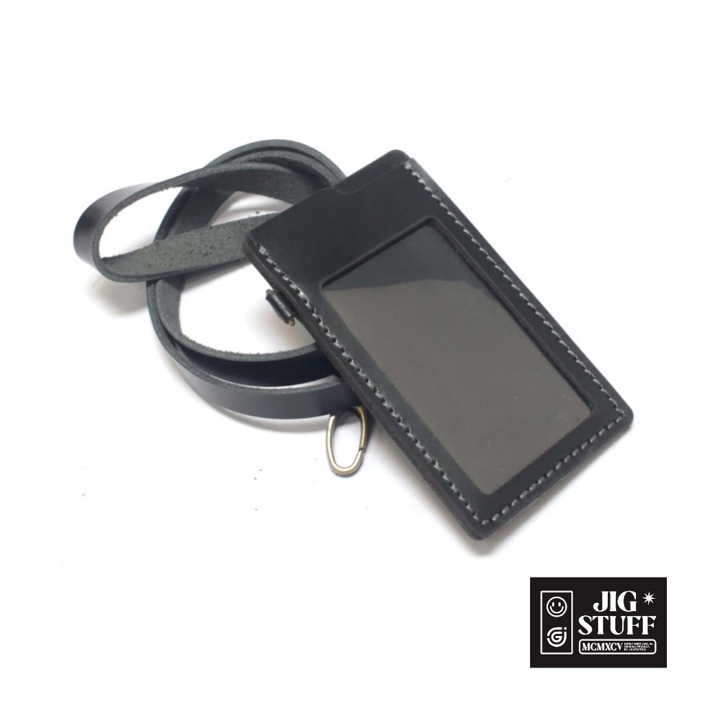

Name tag ID card holder kulit sapi asli name tag lanyard tali id holder tali wadah kartu pengenal model basic 3 slot kartu