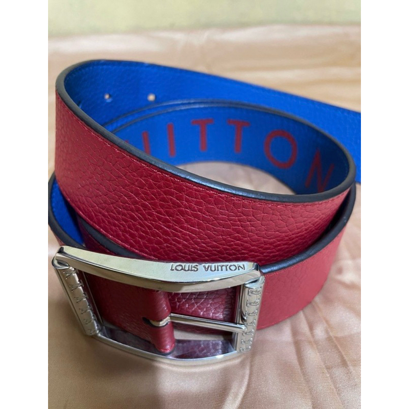 louis vuitton blue red belt