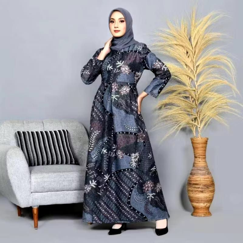 MS GAMIS BATIK SRIWEDARI MAXI MODERN JUMBO BUMIL/BUSUI KATUN SOGAN ALL SIZE