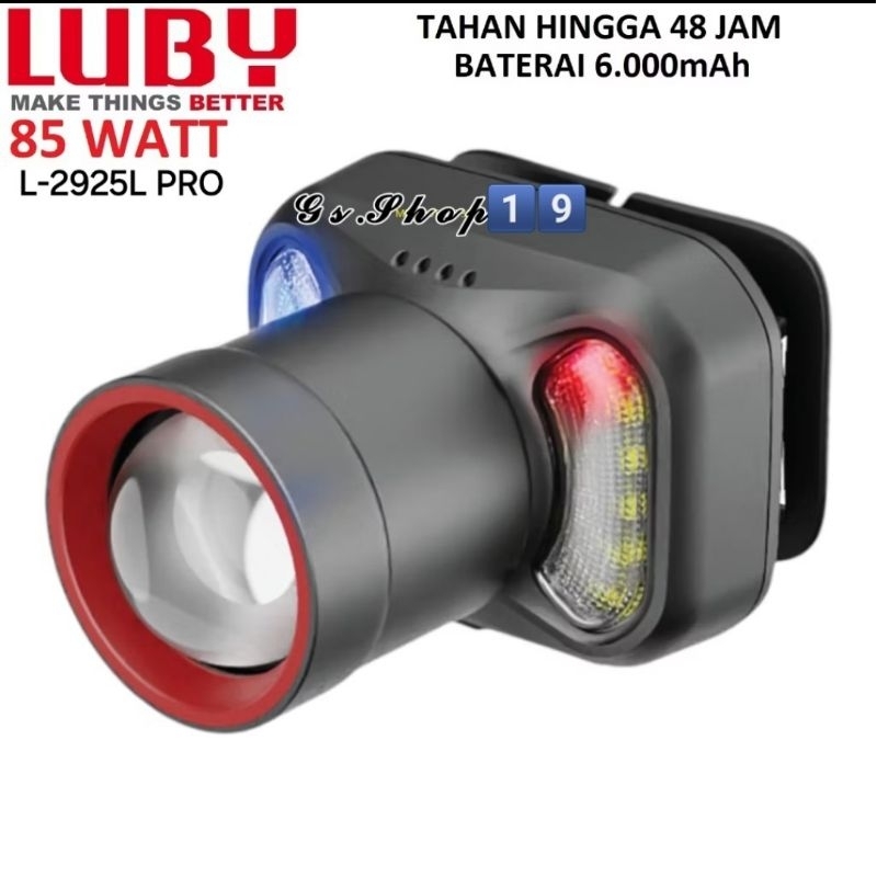 Senter Kepala LED Luby 85W L-2925L PRO Cahaya Putih & L-2925K PRO Cahaya Kuning Zoom Flash