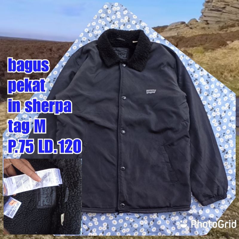 jaket work kerja casual coat Sherpa levi's hitam levis