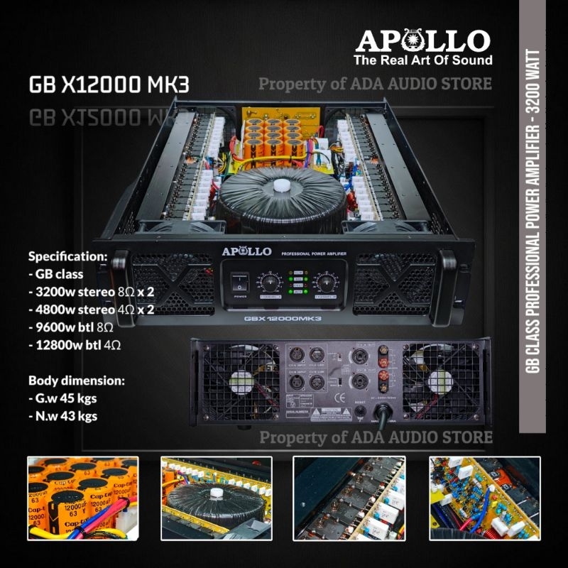 Power Amplifier / Apollo GBX12000MK3 / Kelas GB / 2 Channel / APL GBX 12000 MK3 GBX12000 MK3 GBX 12000MK3 2CH 2 Chanel - 3200W