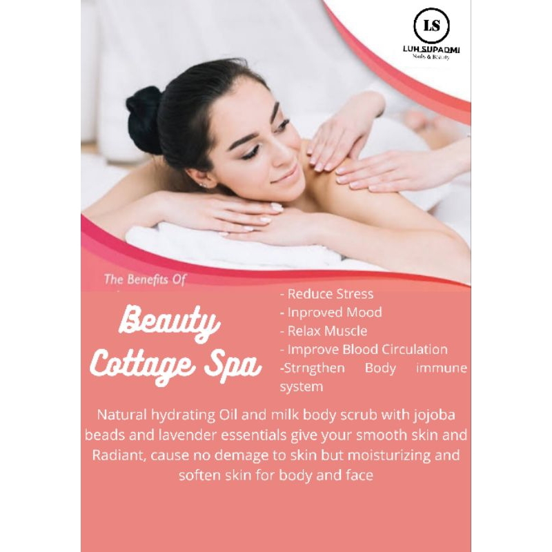 LS Beauty Cottage Spa Body Scrub Jumbo Jojoba & Beads Lavender Essential Oil Radiant Moisturizing So