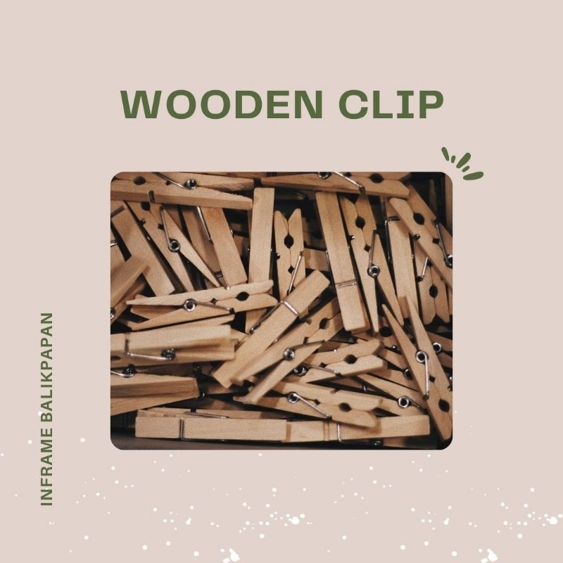 WOODEN CLIP 35 mm GRATIS TALI RAMI | ISI 20 PENJEPIT FOTO POLAROID [NATURAL / RAINBOW / LOVE]