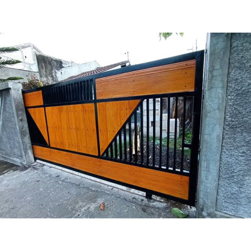 Pagar GRC motif kayu minimalis