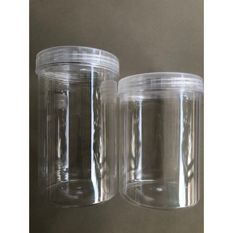 Toples Plastik Tabung Bening - 800ml 1000ml - Toples Kue Kering