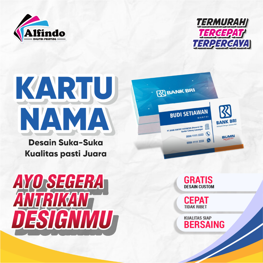 

KARTU NAMA ISI 100 FREE BOX // KARTU NAMA CUSTOM // BUSSINES CARD // KARTU NAMA 1 SISI