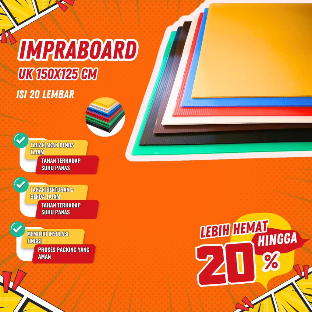 

Kilat Impraboard PP Corrugated Infraboard UK 150x125cm Isi 20 lembar