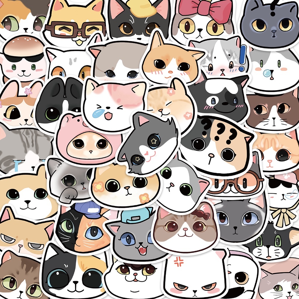 

Stiker CAT Kucing chubi Sticker WaterProof Isi 24 pcs