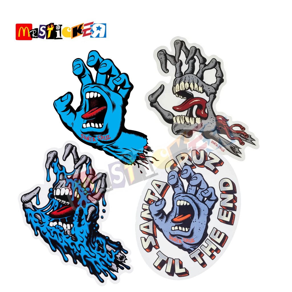 

sticker Santa Cruz screaming hand logo graphic diecut stiker skateboards