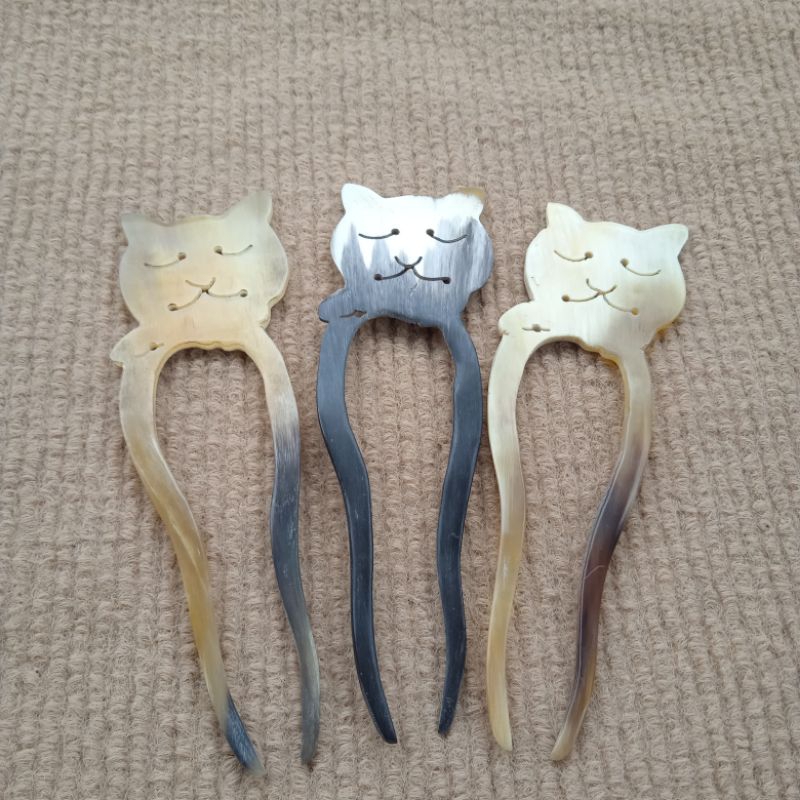 Hair clip aksesoris rambut bahan tanduk asli / Tusuk konde kerajinan tanduk asli handmade