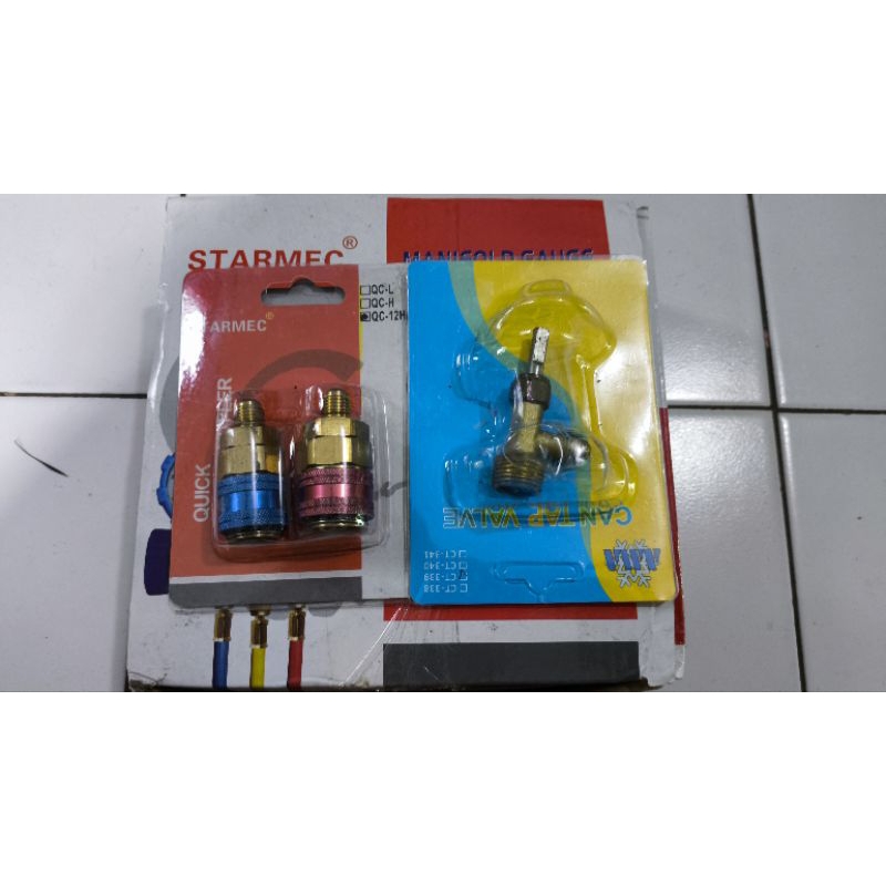 Paket isi AC Mobil Double R22 Manifold Gauge R134A R134 Quick Coupler + Krant CH 339 (Pre-Owned)