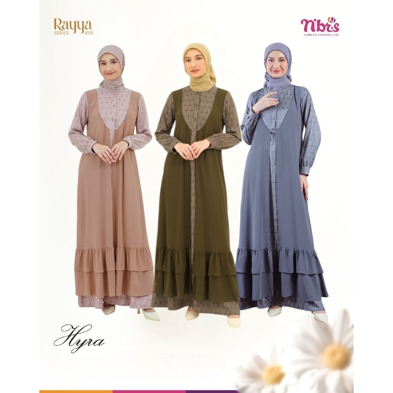 GAMIS DRESS REMAJA DEWASA TERBARU 2025 RAYYA SERIES HYRA MIDNIGHT BLUE GINGERBREAD OLIVE BY NBRS - B