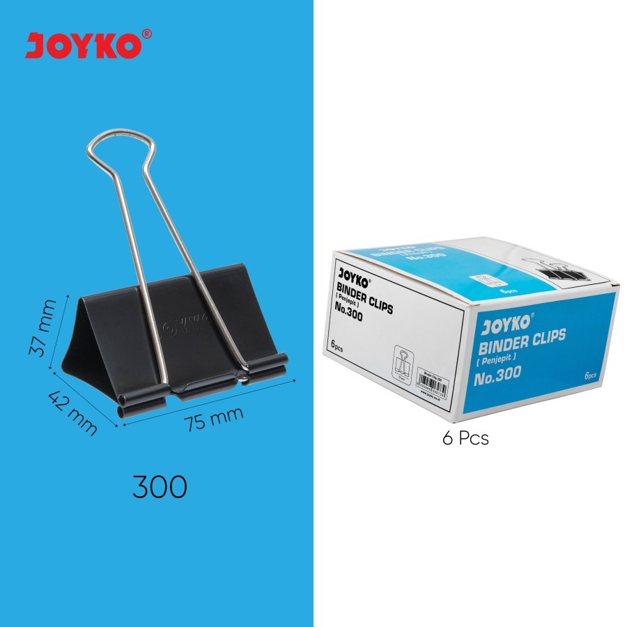 

Joyko Binder Clip No 300 Hitam Original Per Kotak (Isi 6 PCS) / Klip Binder 300 Kertas Penjepit Kertas Joyko Hitam Per Kotak