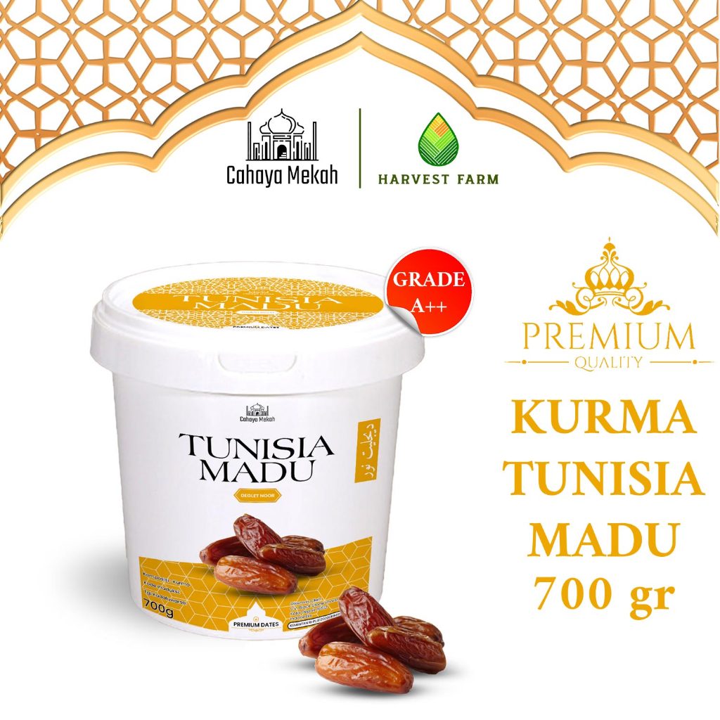

Cahaya Mekah Kurma Tunisia Madu Ember 700gr Deglet Noor Honey Premium Original High Quality