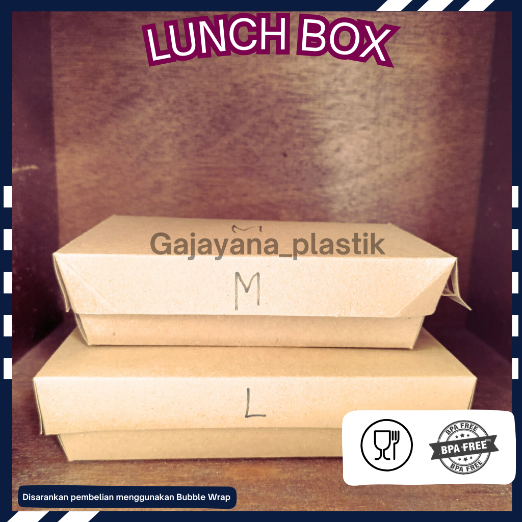 LUNCH BOX / LUNCH BOX PAPER KRAFT/ LUNCH BOX PAPER CRAFT COKLAT LAMINASI 250GR