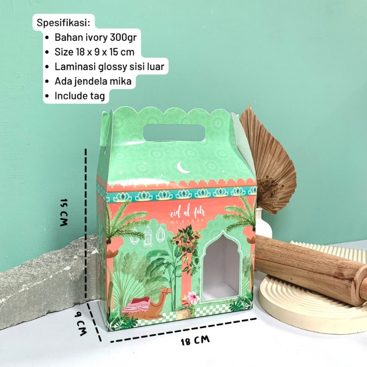 

10 pcs box hampers idul fitri ukuran 18 x 9 x 15 cm kardus eid mubarak kotak kado hadiah hari raya