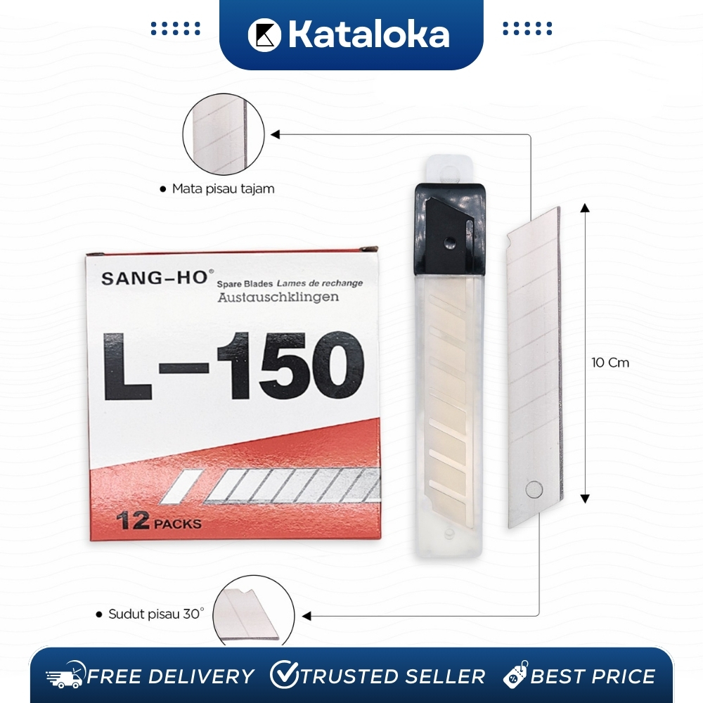 

1 Box Isi 12 Tube (60 Pcs) Cutter Blade Refill BESAR (L-150/L-750/L-500) SANGHO