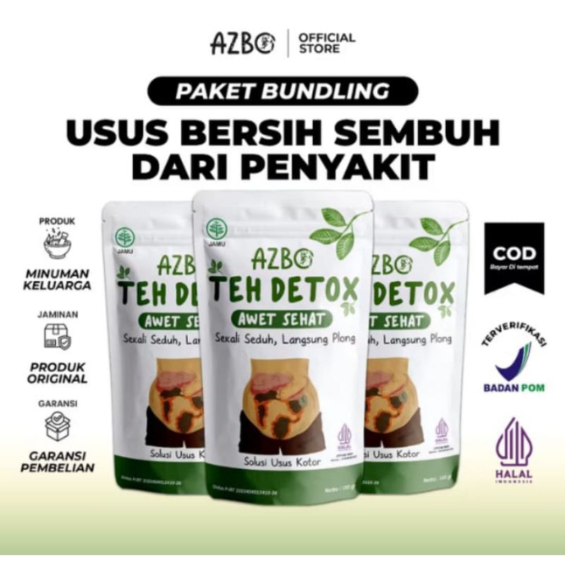 

PROMO 3POUCH AZBO TEH DETOX USUS KOTOR/SEMBELIT/PELASING BADAN/PELANCAR BAB