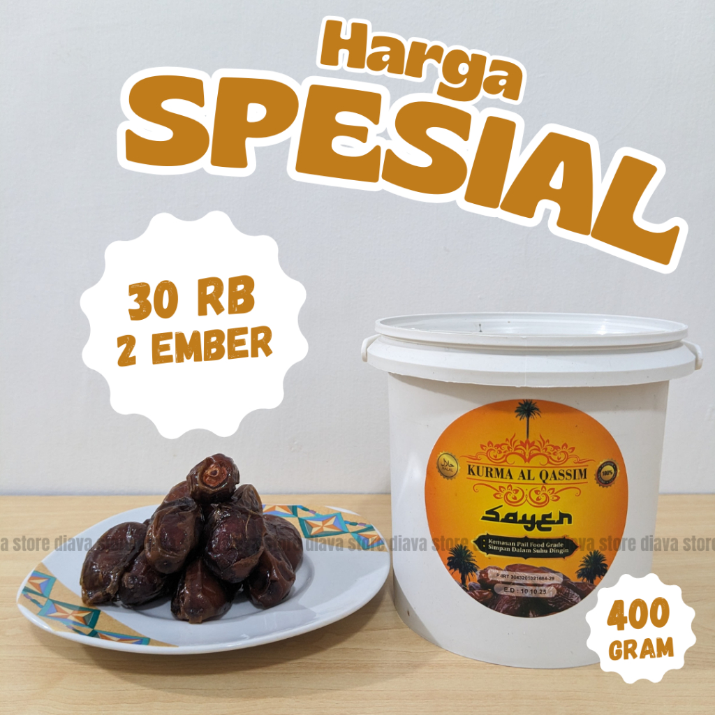 

Promo Termurah 2Pcs Kurma Ember Al Qassim 400 Gram per Ember