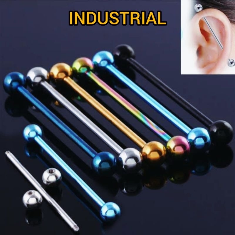 TINDIK INDUSTRIAL TITANIUM / BARBEL INDUSTRIAL TITANIUM / ANTING TELINGA / TINDIK TELINGA / ANTING T