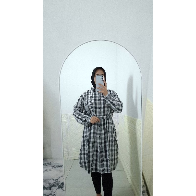 Long Tunik Motif Kotak Kotak/ Tunik Dewasa Motif / Tunik Motif Terbaru