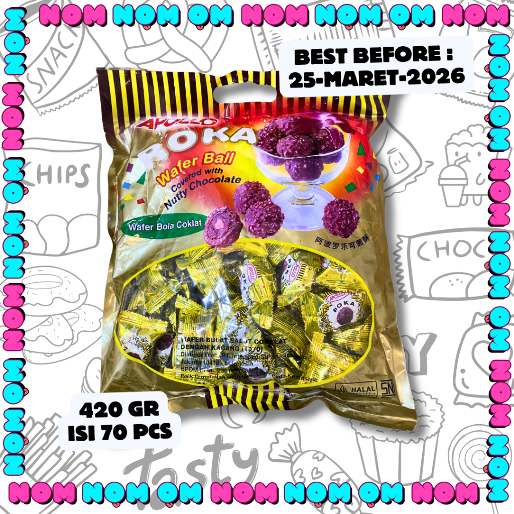 

Apollo Roka Wafer Ball Isi 70 Pcs [420gr] Exp : Maret 2026