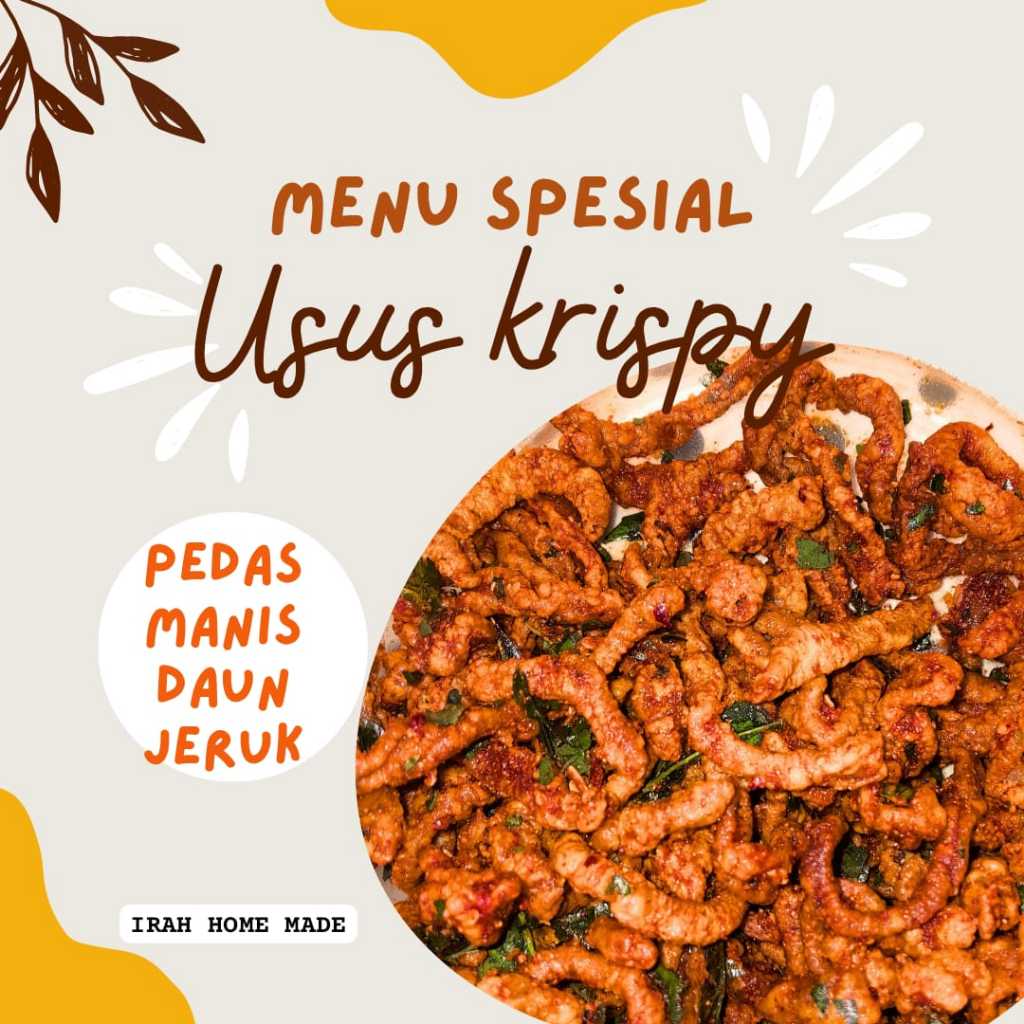 

Usus Crispy daun jeruk original, pedas & balado (250G, 500G & 1Kg)