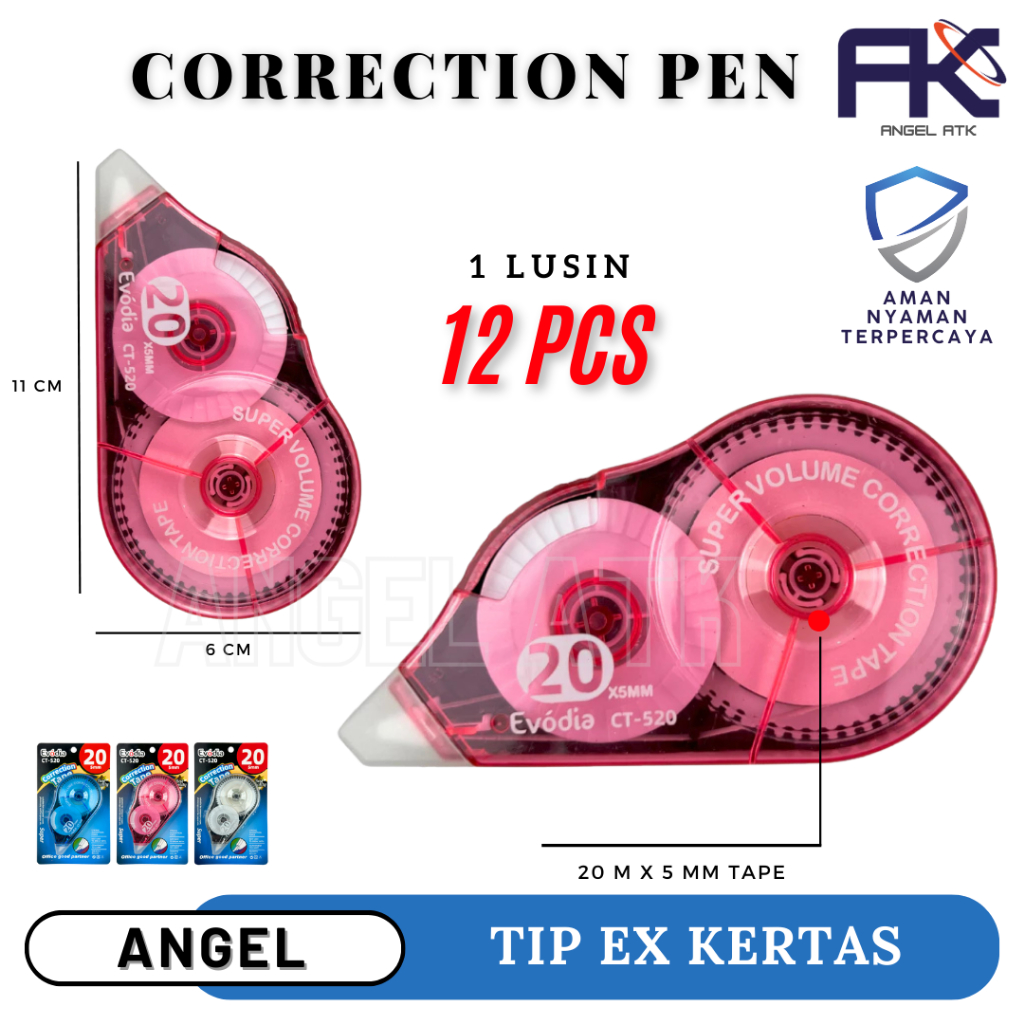 

Tip Ex CT-520 / Isi 12 Pcs / Tip Ex Kertas / Varian 3 Warna / Kertas Tidak Mudah Sobek / Bisa Langsung Ditulis / Bayar di Tempat / Atk Blessing
