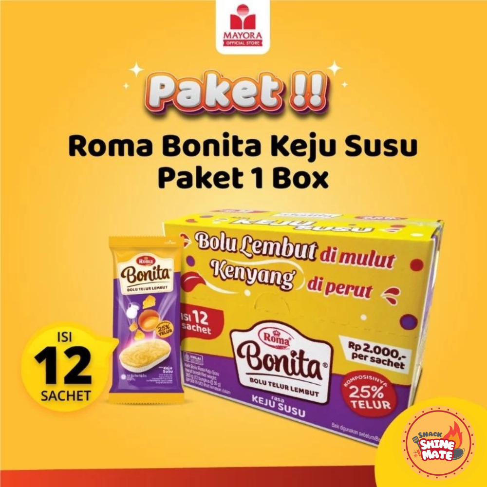 

ROMA BONITA BOLU TELUR RASA KEJU SUSU LEMBUT 1 BOX ISI 12PCS