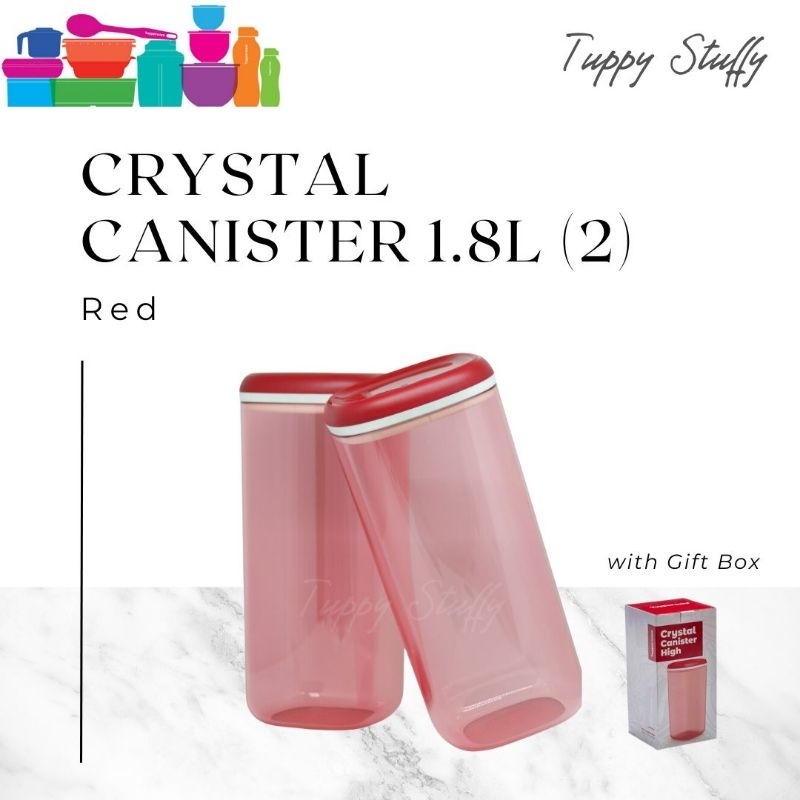 Tupperware Crystal Canister High 1,8L (2) - Red Toples Crystal Cantik Aesthetic Toples Hari Raya