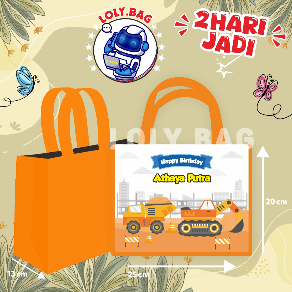 

Tas Ultah / Tas Ulang Tahun Murah/Goodie bag murah/souvenir ultah/Tas tema Excavator