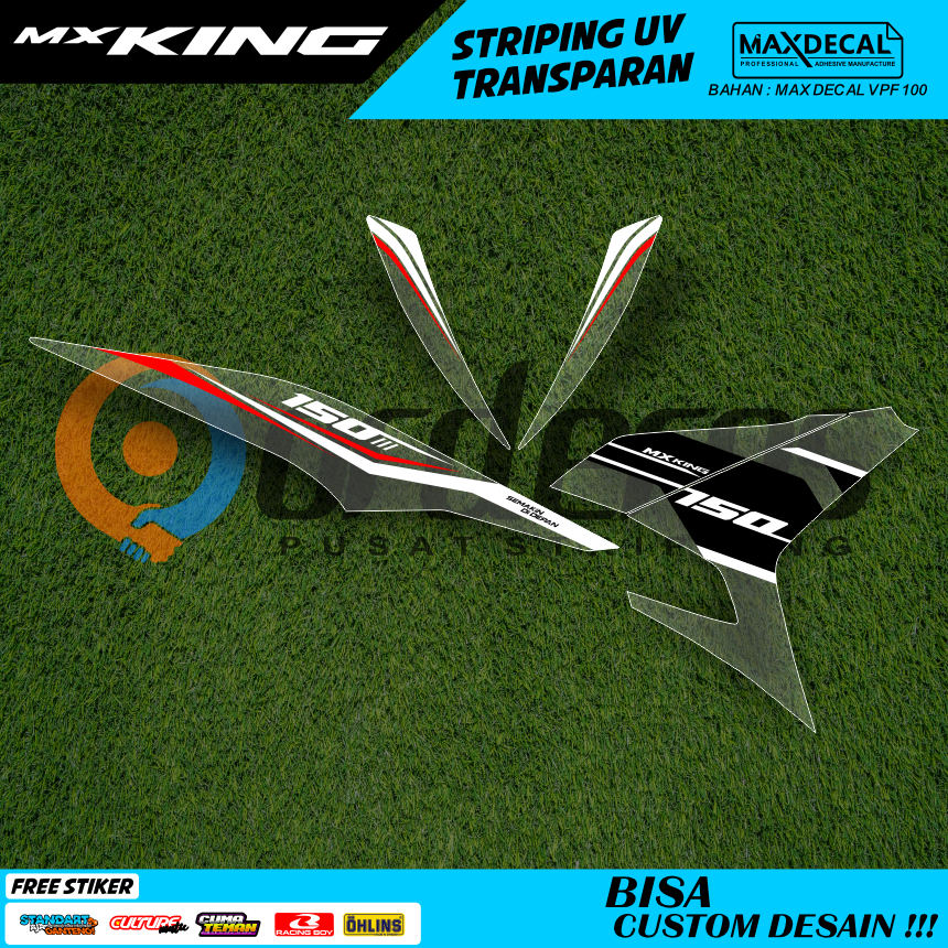 Striping MX King 150 Custom Transparan UV Hitam Putih – Decal Stiker Anti Luntur Semi Full Body