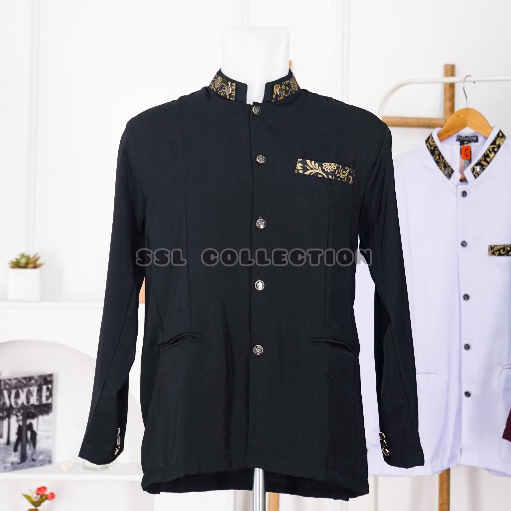 Jasko Hitam Lis Batik Polos Dewasa Lengan Panjang Bahan High Twist Terbaru 2025